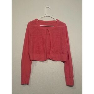 ELIE TAHARI Pink Knit Rayon Crop Cardigan, sz L